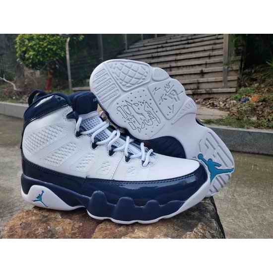 Men Air Jordan 9 OG Retro Men Shoes White Blue